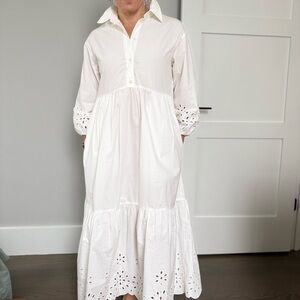 Maeve White Eyelet Midi Dress